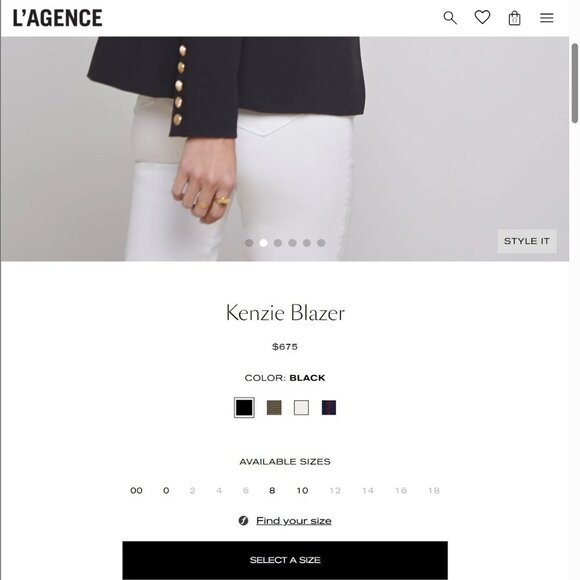 L'Agence | Kenzie Blazer Double Breasted Sculpted Jacket Black Size 8 - Picture 14 of 14